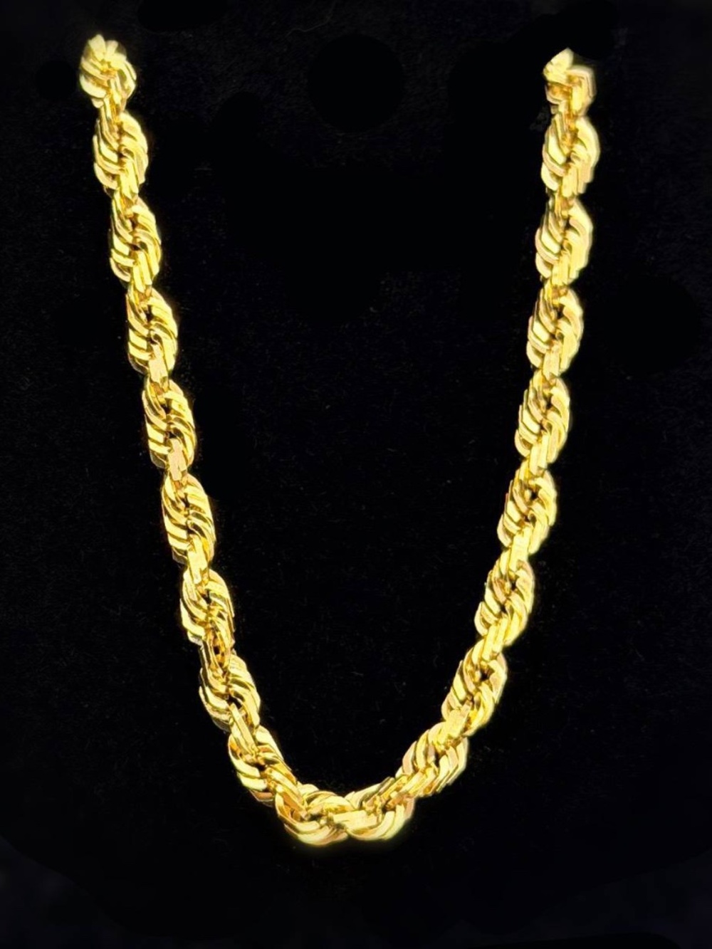 10k Solid Yellow Gold Rope Chain Unisex Necklace 24” 4mm